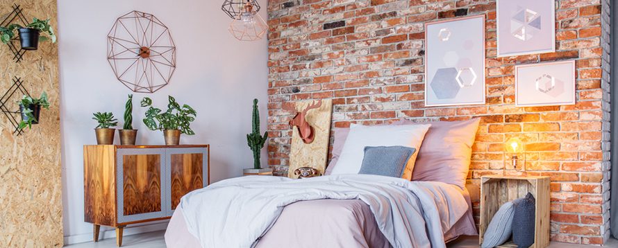 intriguing ways to decorate brick wall in the bedroom